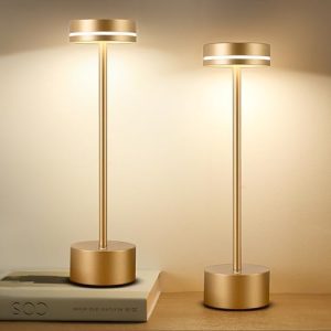 2 Pack Cordless Table Lamp Rechargeable, 3 Way Dimmable Touch Lamp & 5000mAh Battery Operated, Portable Metal Light for Reading/Office/Bedroom/Dining/Nightstand/Gift for Home Décor – Rose Gold
