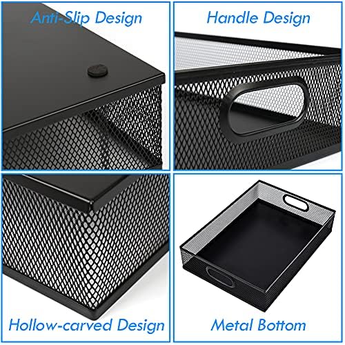 2Pcs Desk Drawer Organizer, Stable Metal Mesh Desk Storage Tray, Versatile Storage Box Set for Office Home Supplies,13 x 9 inches - Image 5