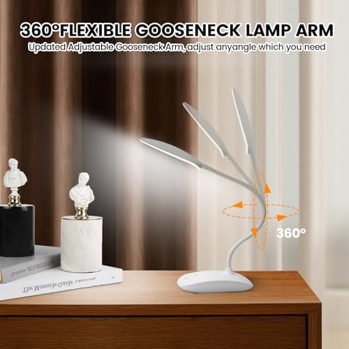 Battery Powered Desk Lamp, Portable Lamps Rechargeable 3 Color Modes Touch Control Stepless Dimming, Wireless Desk Lamp with 2000mAh, Small LED Table Light for Dorm Study Office Bedroom,Black - Image 3